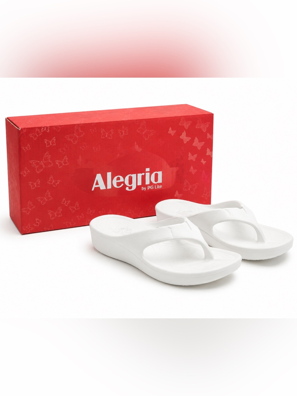 Alegria Ode White Platform Recovery Flip Flop Sandals NIB